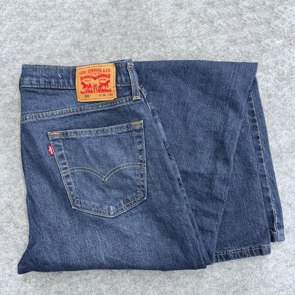 Levi's 505 Jeans Men's 34x34 Regular Fit Straight Leg Blue Denim Stonewash NEW - Picture 14 of 15